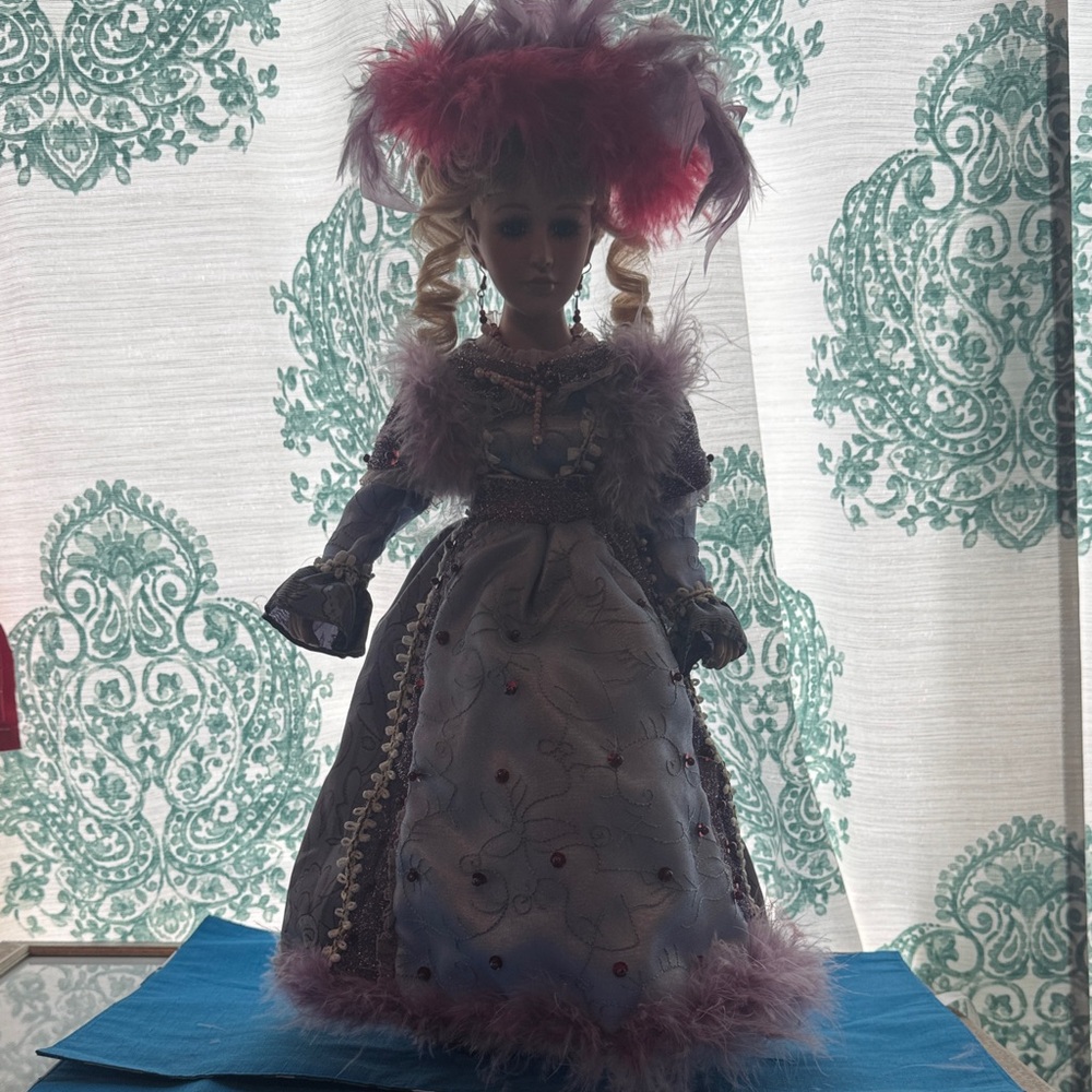 Vintage collectible Elegant Pink and Purple Victorian Doll
